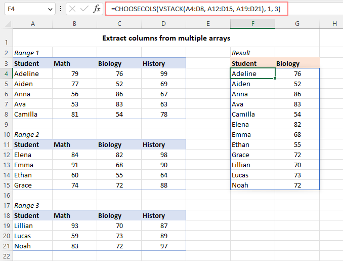 Función CHOOSECOLS de Excel para obtener columnas de una matriz o rango Función CHOOSECOLS de Excel para obtener columnas de una matriz o rango