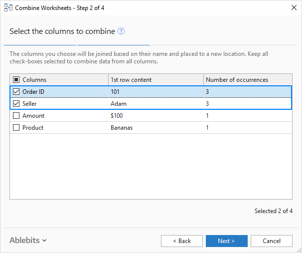 Fusionar tablas haciendo coincidir los datos de las columnas o los encabezados