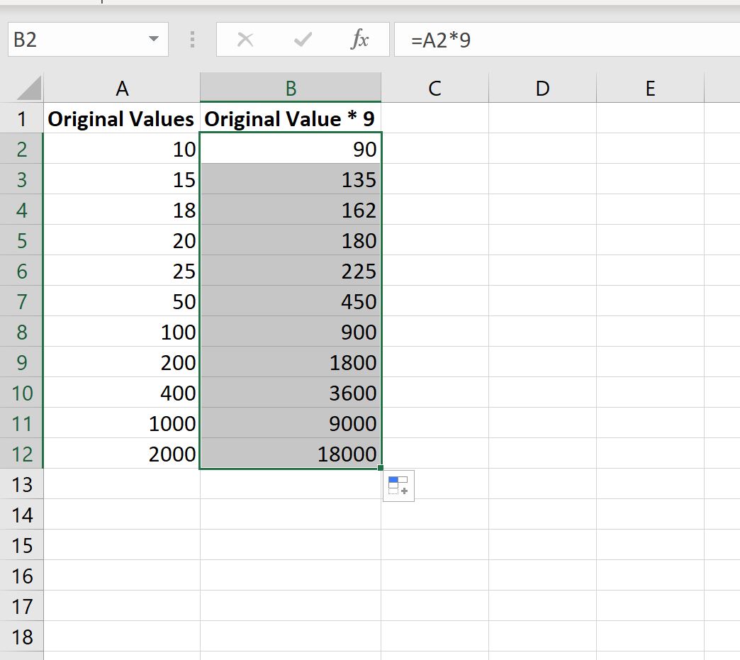 Excel: cómo multiplicar una columna por una constante