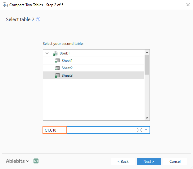 Compare dos columnas para coincidencias y diferencias.