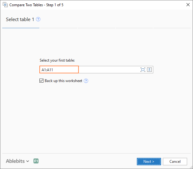 Compare dos columnas para coincidencias y diferencias.
