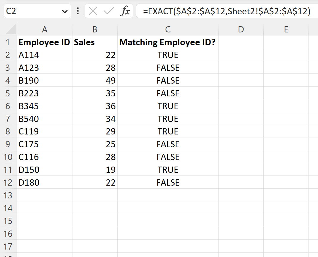 Excel: cómo encontrar valores coincidentes en dos hojas de trabajo