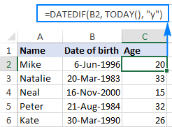 Cómo calcular la edad en Excel a partir del cumpleaños
