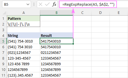 Regex para eliminar ciertos caracteres o texto en Excel