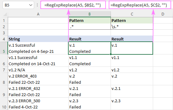 Regex para eliminar ciertos caracteres o texto en Excel