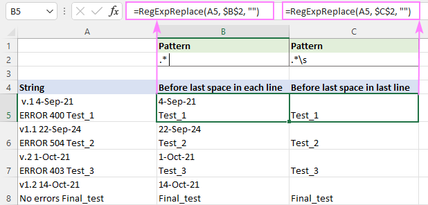 Regex para eliminar ciertos caracteres o texto en Excel