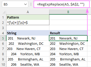 Elimine espacios en blanco y líneas vacías en Excel usando Regex