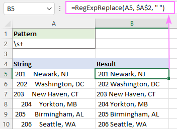 Elimine espacios en blanco y líneas vacías en Excel usando Regex