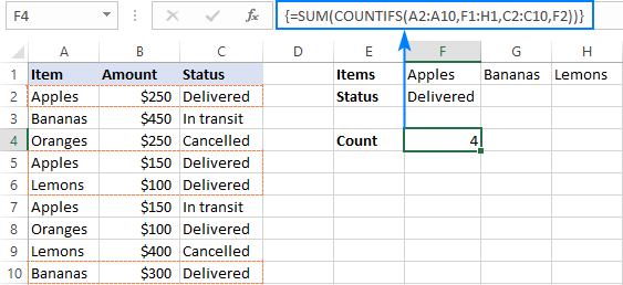 Excel CONTAR.SI y CONTAR.SI con lógica O