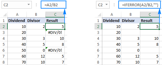 ¡Cómo dividir en Excel y manejar #DIV/0! error
