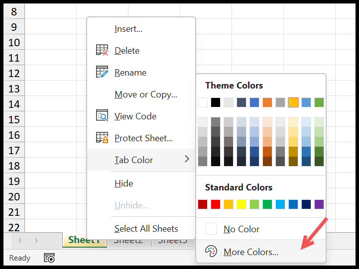 Cambiar el color de la pestaña en Excel (color de fondo de la pestaña de la hoja de cálculo)