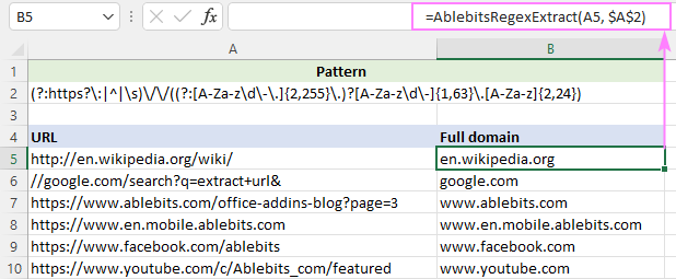 Regex para extraer cadenas en Excel (una o todas las coincidencias)