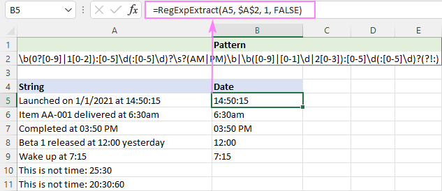 Regex para extraer cadenas en Excel (una o todas las coincidencias)