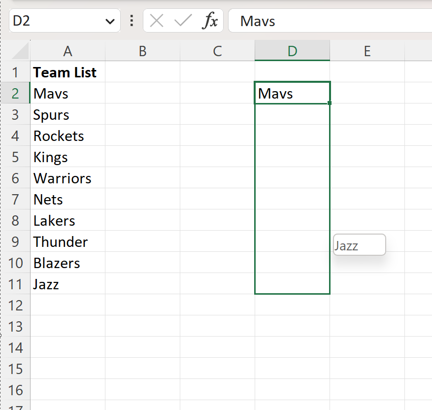 Excel: cómo autocompletar usando una lista personalizada
