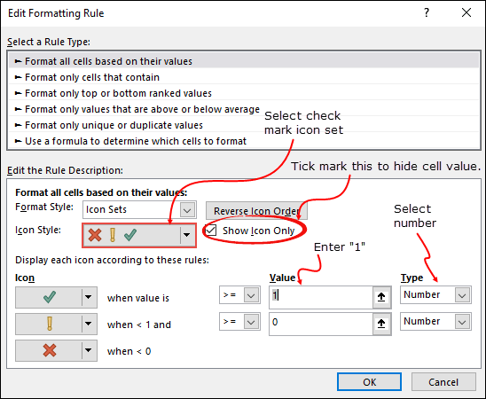 Cómo insertar un símbolo de marca de verificación [Tickmark ✓] en excel