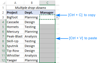 Lista desplegable dependiente para varias filas utilizando matrices dinámicas de Excel