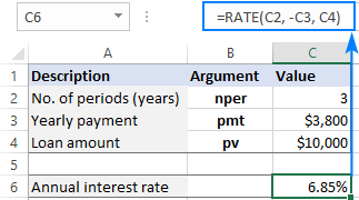 Uso de la función TASA en Excel para calcular la tasa de interés