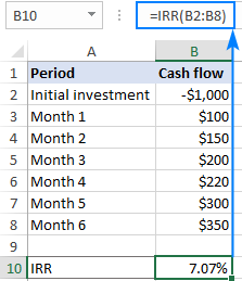 Función TIR en Excel para calcular la tasa interna de retorno