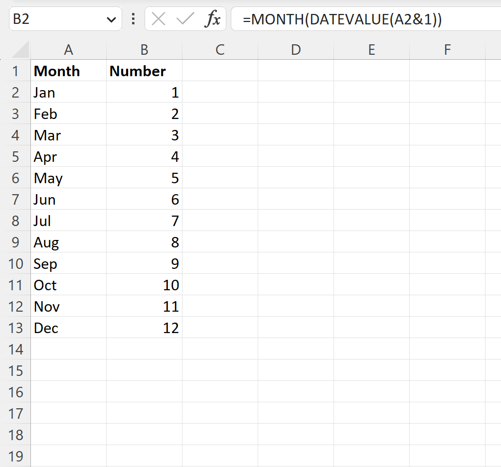 Excel: convierta la abreviatura del mes de 3 letras en un número Excel: convierta la abreviatura del mes de 3 letras en un número