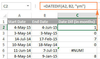 Función DATEDIF de Excel para obtener la diferencia entre dos fechas