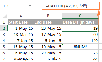 Función DATEDIF de Excel para obtener la diferencia entre dos fechas