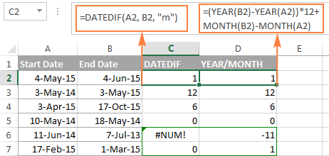 Función DATEDIF de Excel para obtener la diferencia entre dos fechas