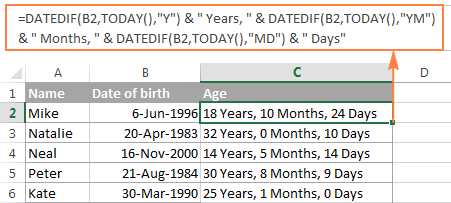 Función DATEDIF de Excel para obtener la diferencia entre dos fechas