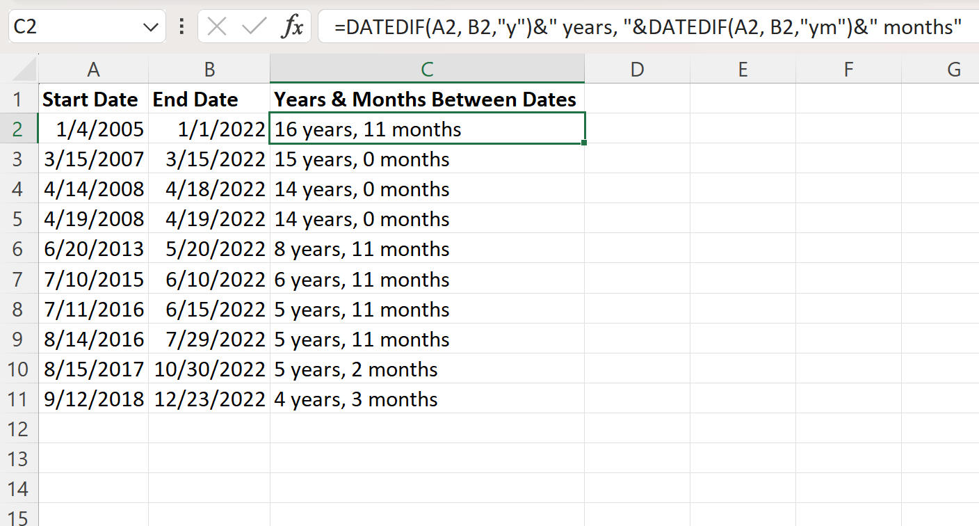 Excel: calcular años y meses entre dos fechas Excel: calcular años y meses entre dos fechas
