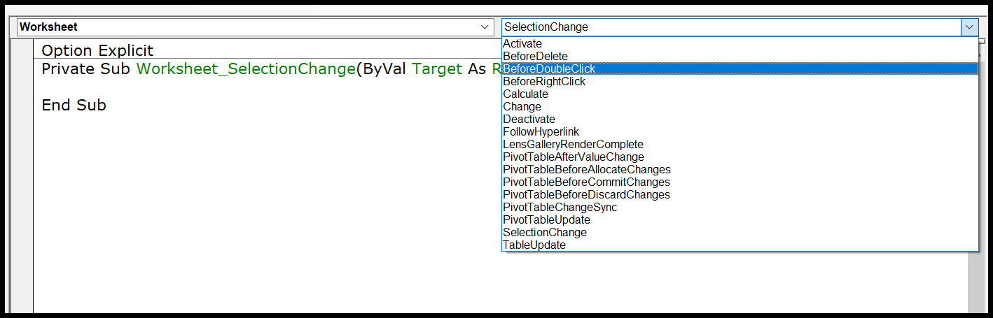 Editor de Excel Visual Basic (VBE) para Windows