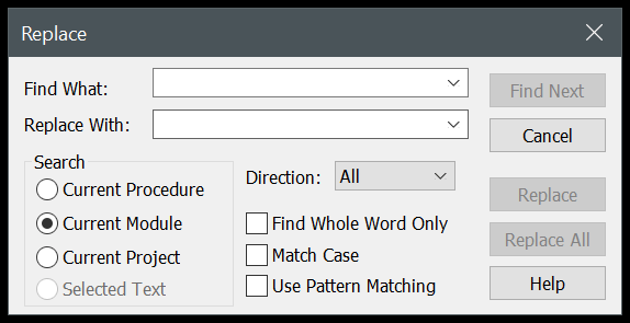 Editor de Excel Visual Basic (VBE) para Windows