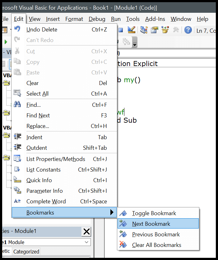 Editor de Excel Visual Basic (VBE) para Windows