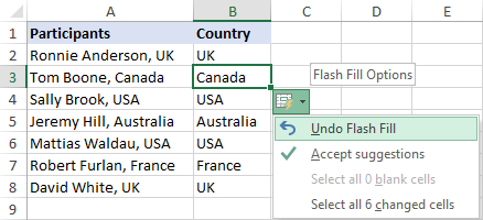 Cómo utilizar Flash Fill en Excel con ejemplos