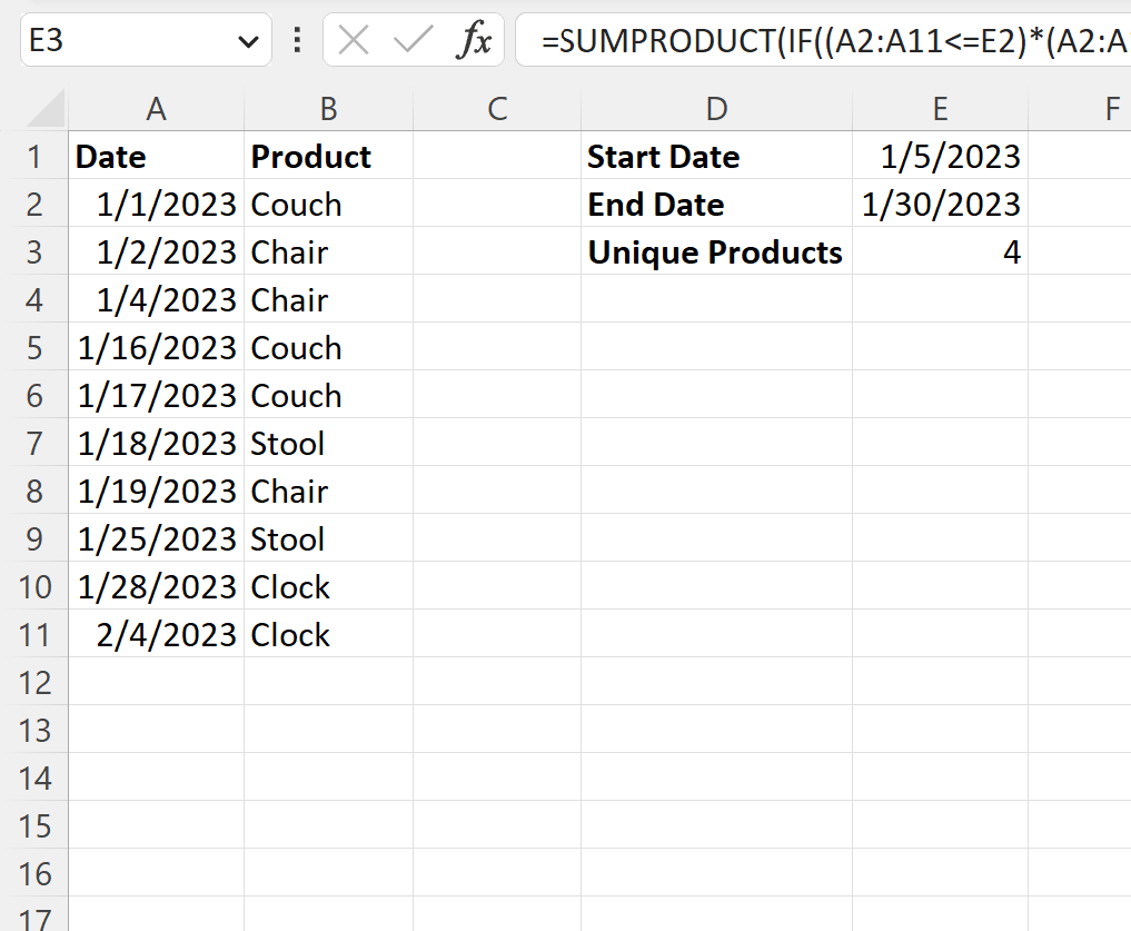 Excel: cuente valores únicos según el rango de fechas