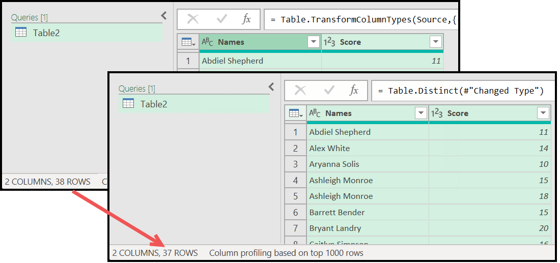Eliminar duplicados usando Power Query de datos en Excel
