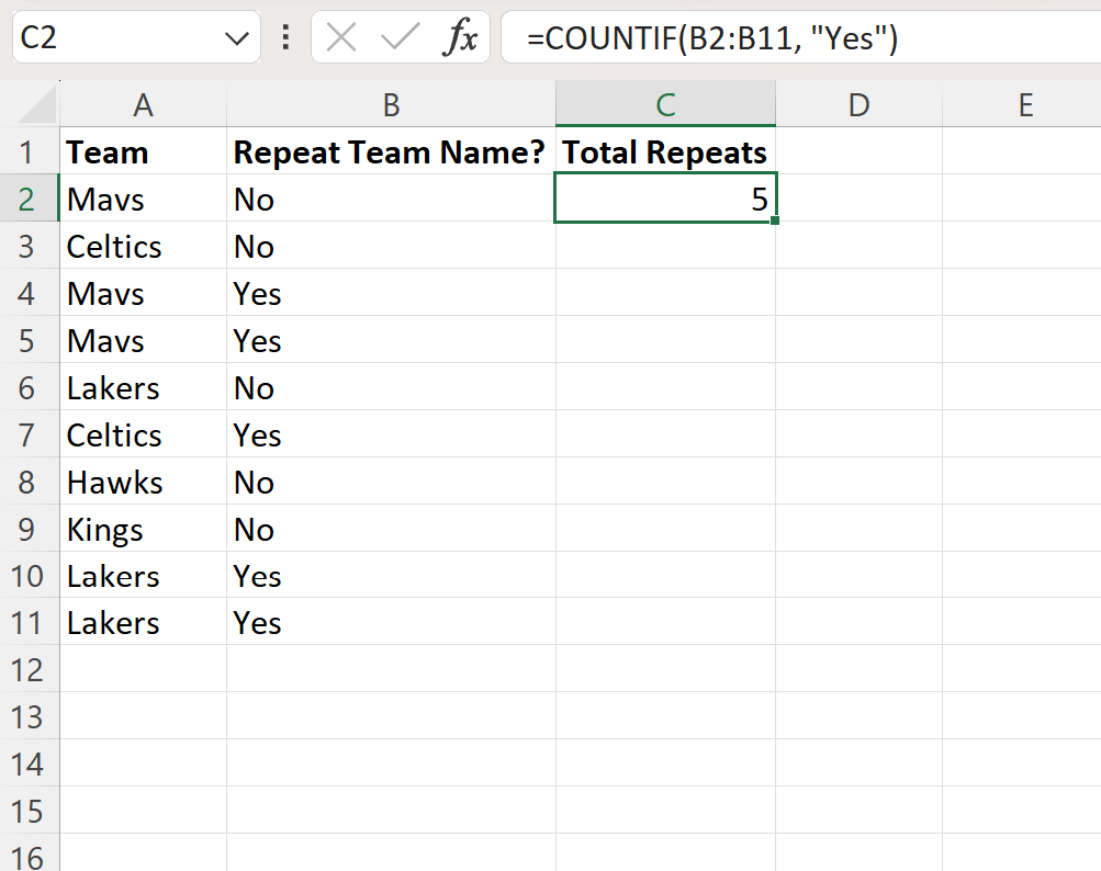 Cómo contar palabras repetidas en Excel (con ejemplo) Cómo contar palabras repetidas en Excel (con ejemplo)