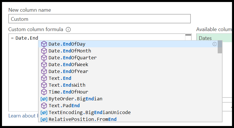 Uso de funciones y fórmulas en Power Query (guía) Uso de funciones y fórmulas en Power Query (guía)
