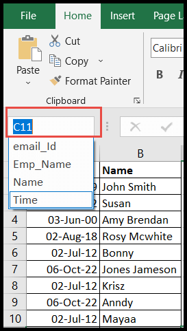 Cómo encontrar un rango de nombres en Excel
