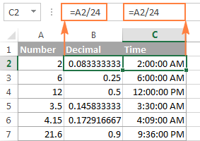 convertir el tiempo a número decimal, horas, minutos o segundos