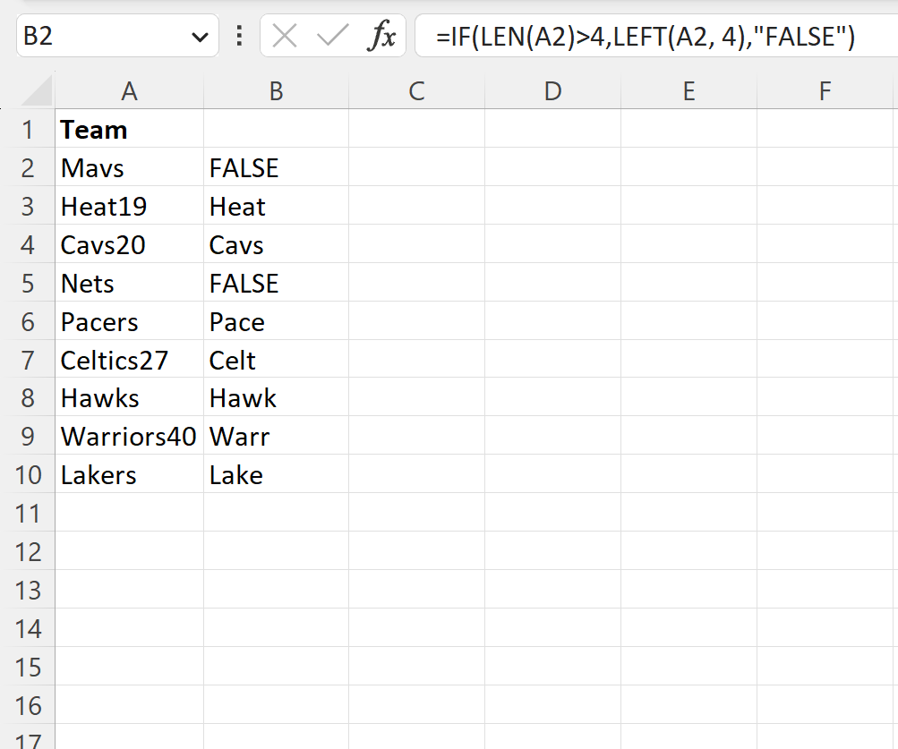 Excel: una fórmula simple para «si la longitud es mayor que»