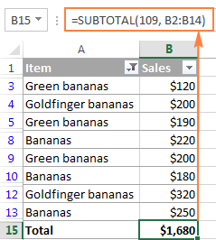 Fórmula SUMA de Excel para totalizar una columna, filas o solo celdas visibles