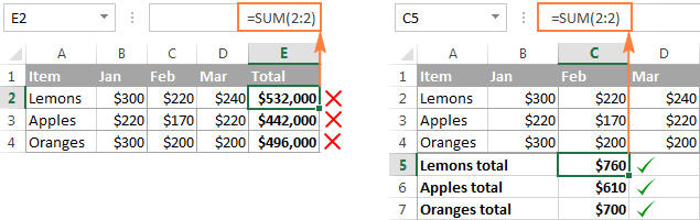 Fórmula SUMA de Excel para totalizar una columna, filas o solo celdas visibles