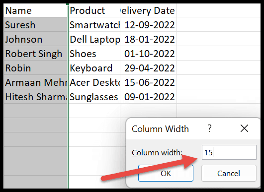 Cómo cambiar el ancho de la columna en Excel