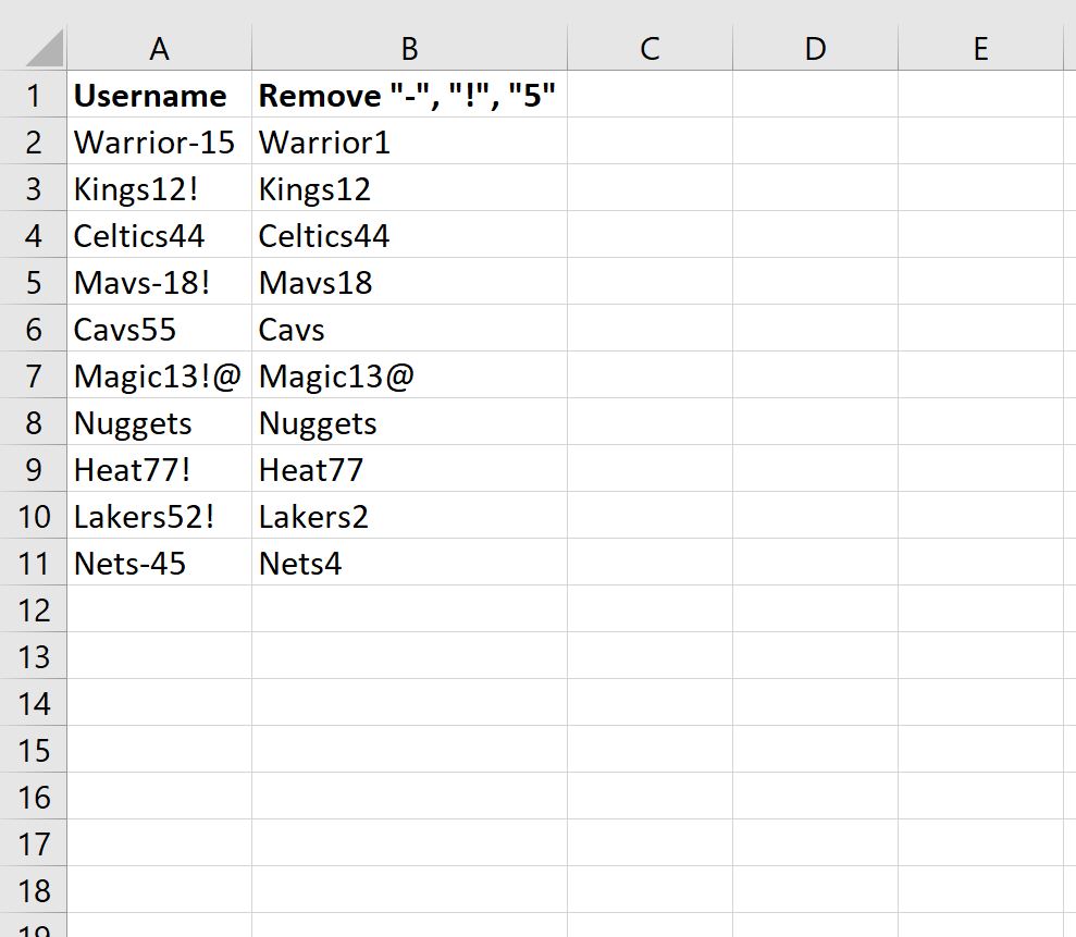 Excel: cómo eliminar texto específico de las celdas
