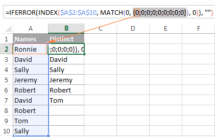 Obtenga una lista de valores únicos en Excel y extraiga filas únicas