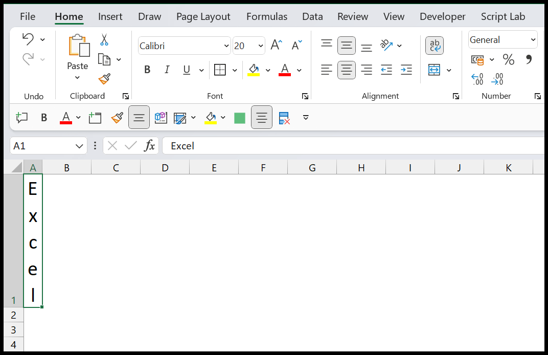 Cómo escribir (escribir) verticalmente en Excel