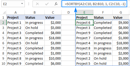 Función SORTBY de Excel: clasificación personalizada con fórmula