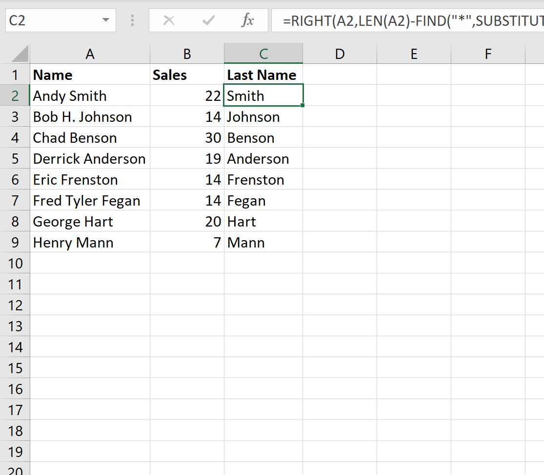 Excel: Cómo extraer el apellido del nombre completo Excel: Cómo extraer el apellido del nombre completo