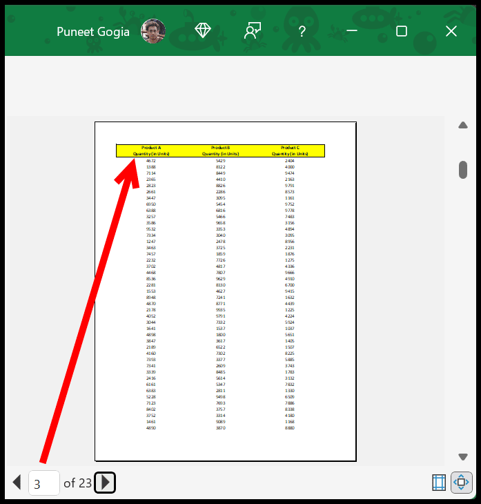 Configure la fila 1 para imprimir en cada página