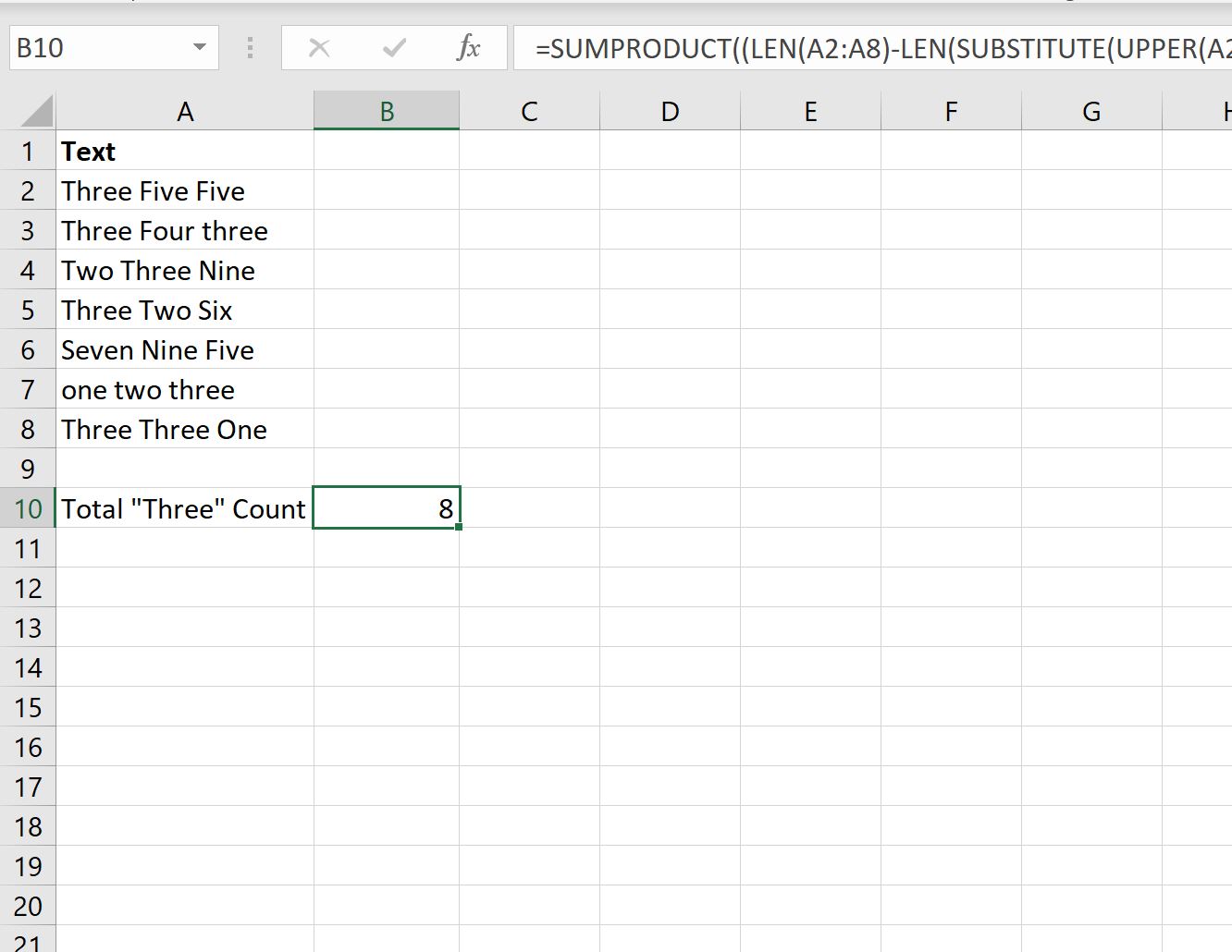 Cómo contar palabras específicas en Excel (con ejemplos)