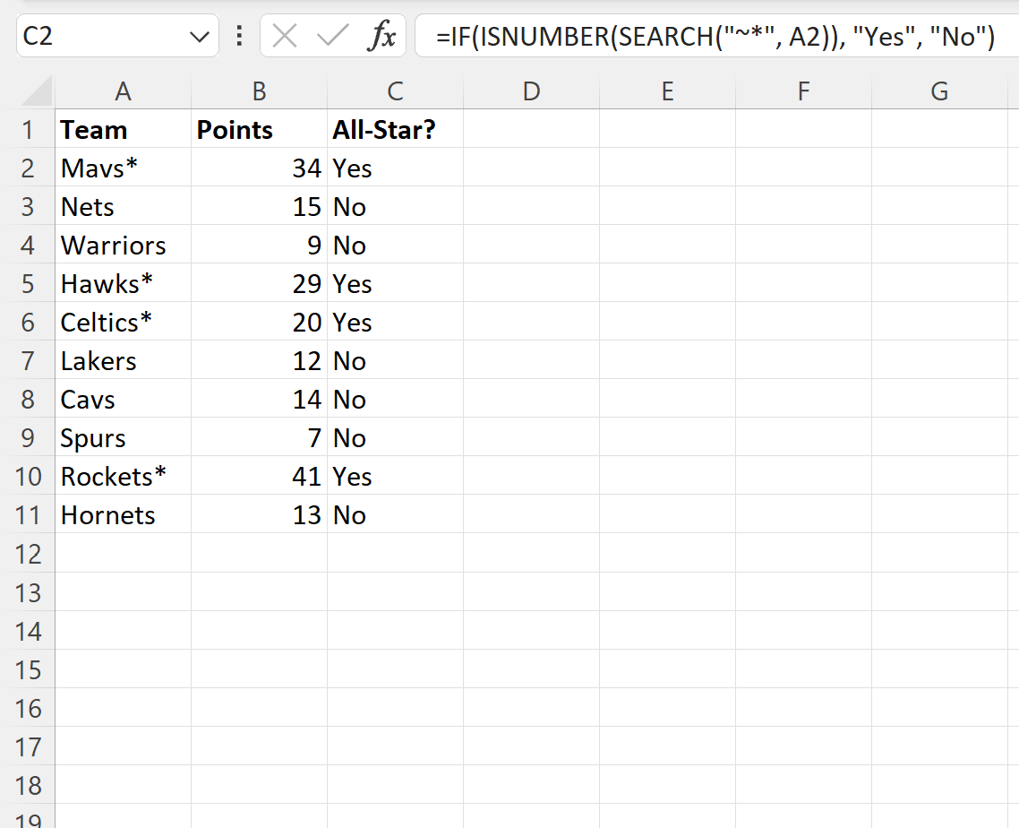 Cómo buscar un asterisco en una celda en Excel